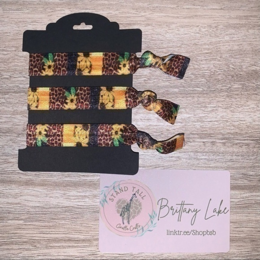 $7ea or 3/$15 sunflower/ cheetah print hair tie set new handmade